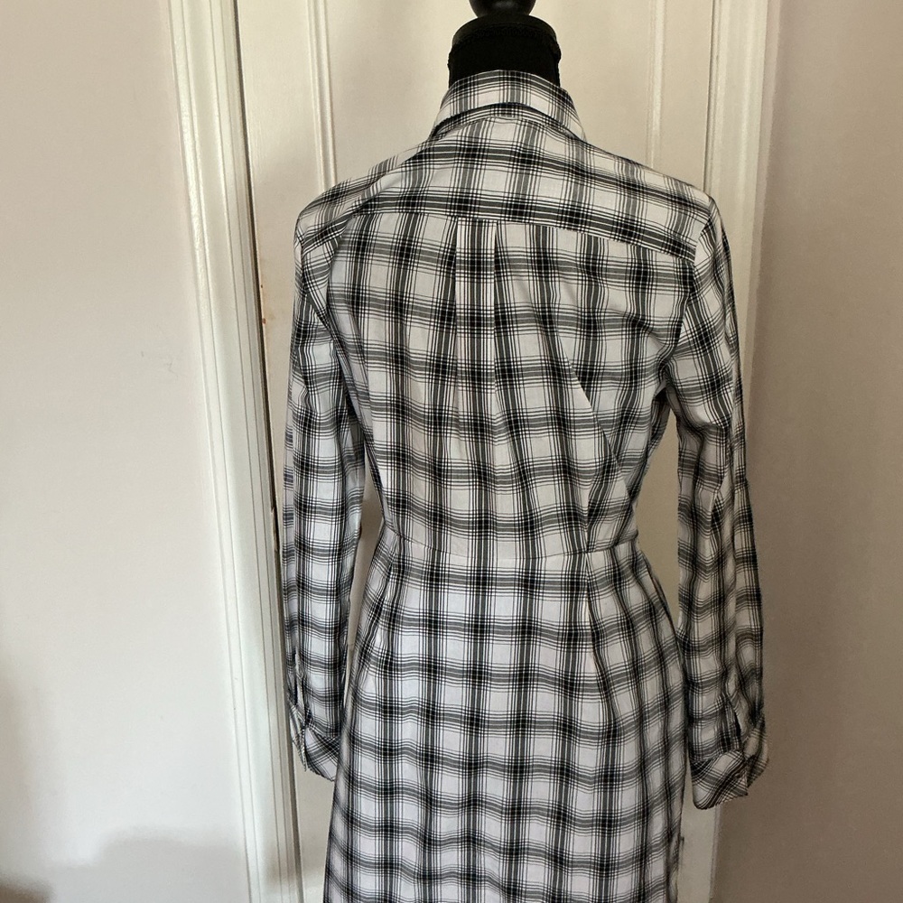 Calvin Klein Black and White Plaid Long Sleeve Dress